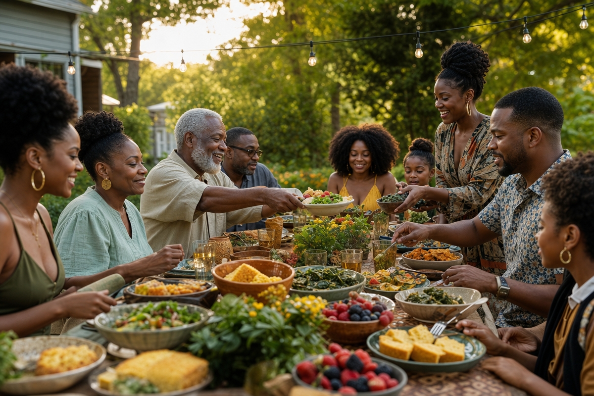 Juneteenth celebration feast with family and community