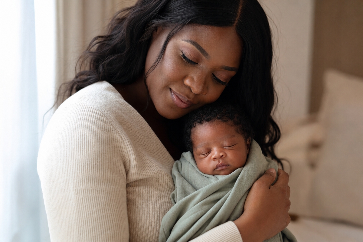 Mother and baby receiving ETDS Detroit care